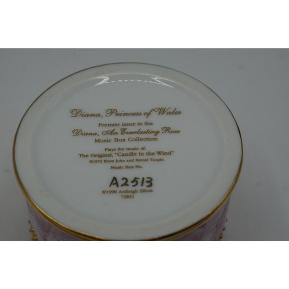 Princess Diana Music Box Candle In The Wind Trinket Porcelain Ardleigh Elliott - Picture 6 of 6